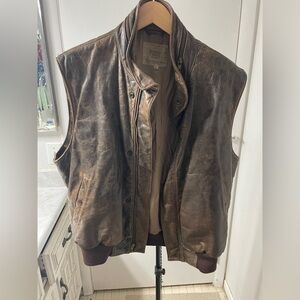 Golden bear brown leather vest